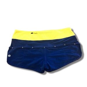 Lululemon Speed Short size 4 - Dark Navy Blue & Sunshine yellow • short 2”